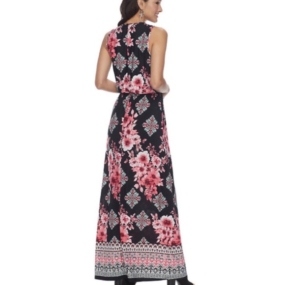 THREE PINK HEARTS FLORAL MAXI DRESS SIZE 2X - Picture 2 of 14